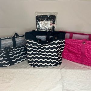 Thirty-One 2 Large Utility Totes  & Top A Tote & Essential Storage Tote - used